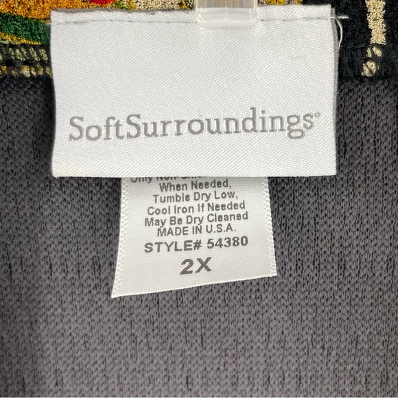 Soft Surroundings Kimono Cardigan Black Floral Trim One Button Closure Boho 2X - Picture 3 of 11